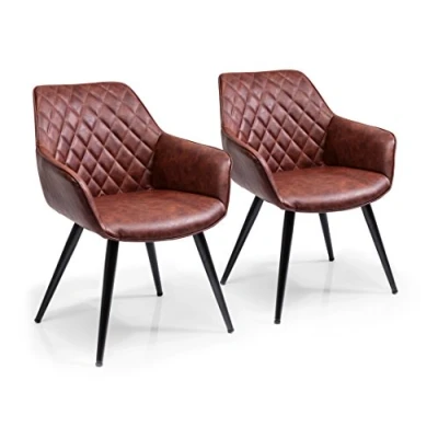 Imagen de Kare Silla con Brazos, Harry (2/Set), Multicolor, 84 x 63 60 cm, Piel sintética, marrón, 2 Unidades