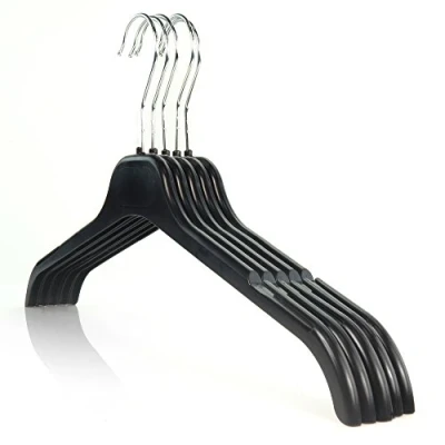 Imagen de HANGERWORLD Paquete de 15 Perchas plástico Negro Resistente para Ropa con Muescas, Multiusos, 43 cm