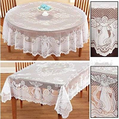Imagen de NC AMIPOS Manteles de Encaje Vintage poliéster para decoración del hogar, Cocina, Fiesta, Boda (152 x 228 cm)