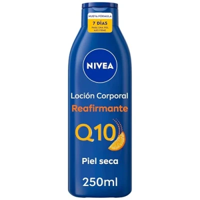 Imagen de NIVEA Q10 Body Milk reafirmante (1 x 250 ml), crema hidratante corporal para piel seca, con Collagen Boost Complex y 99,5% de puro