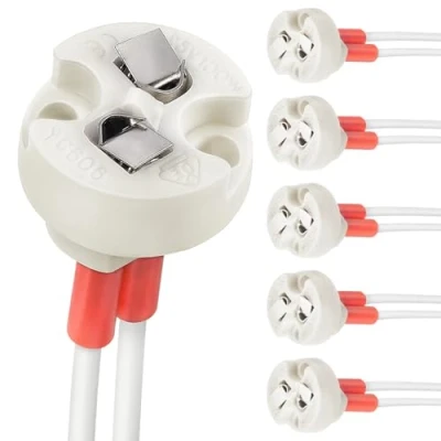 Imagen de DiCUNO Base De Bi Pin, Portalámparas Para Lámpara Casquillo G4, Mr16,G6.35, Gy6.35, Gx5.3,Gz4 Mr11, Incandescentes Halógenas Led Socket Cuerpo Enchufe Cerámico Del Lámpara(Pack 6)