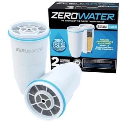 Imagen de ZeroWater Cartuchos de Filtro Agua Repuesto (paquete 2) Libre BPA y certificados para Reducir el Plomo Otros Metales Pesados