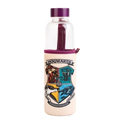 Imagen de Grupo Erik Botella agua Harry Potter cristal resistente con funda protectora termica 500ml niños sin BPA/Botella de reutilizable niña