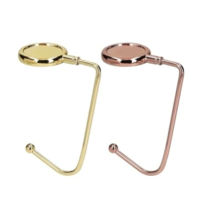 Imagen de kwmobile 2X Gancho de Bolso para Mesa Colgadores portátiles Escritorio Soportes Colgar Abrigo Paraguas Dorado/Oro Rosa