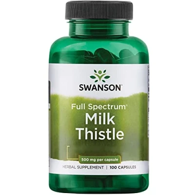 Imagen de Swanson, Full Spectrum Milk Thistle, 500mg, 100 Cápsulas, Probado en Laboratorio, Sin Soja, Gluten, No GMO