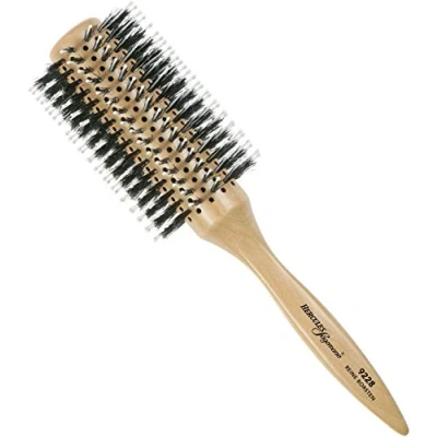 Imagen de Cepillo redondo HERCULES SAEGEMANN 9228 nutritivo para cabello natural de cerdas jabalí con alfileres poliamida Permite secar y peinar fácilmente peinados voluminosos Madera clara (1 pieza)