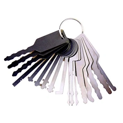 Imagen de Loboo Idea Car Jiggler Lock Pick Set, llave maestra completa de 16 piezas para automóvil, multiusos puertas automóviles, auto Set y herramientas reparación
