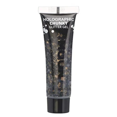 Imagen de Gel Brillante grueso Holográfico para la Cara y el Cuerpo por Moon Glitter 12ml Negro Pintura Facial