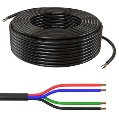 Imagen de Lumonic 4x 0,34mm² LED cable de control negro 5m I 4 hilos enfundado flexible apantallado, prolongación LiYY, ali