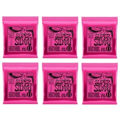 Imagen de Ernie Ball Super Slinky Cuerdas para guitarra eléctrica, entorchado de níquel, 6 paquetes, calibre 9 42