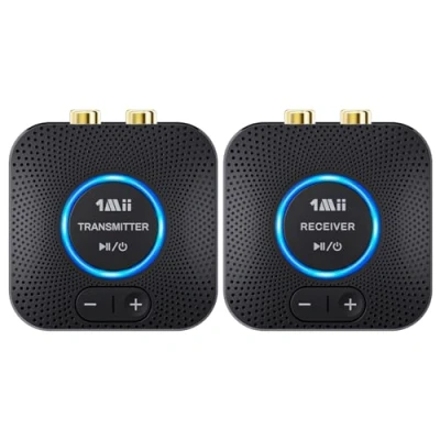 Imagen de 1Mii Transmisor Receptor Inalámbrico Audio para TV, 2,4 GHz Emisor Adaptador 80m Largo Alcance, Baja Latencia con Entrada/Salida 3,5mm AUX RCA, PC, Amplificador, Altavoz, Estéreo, Soundbar