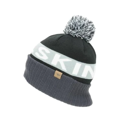 Imagen de SealSkinz gorro tejido con pompón resisente al agua para el clima frío negro/gris/blanco, L/XL