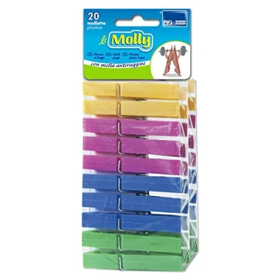 Imagen de PARODI &amp; PARODI, Pinzas para Ropa, Multicolor, 9 x 22 4,5 cm, 20 Unidades