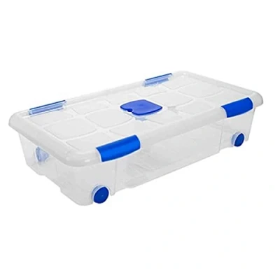Imagen de AC Caja de ordenación plástico Transparente N.º 11. Contenedor para almacenar Juguetes, Libros, Ropa, Mantas. Capacidad 30 litros. Dimensiones Aprox.: 73,2 x 41,2 17 cm
