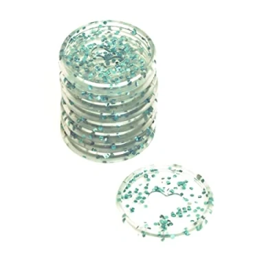 Imagen de Craftelier Anillas de Disco Glitter Plástico M con Corazón Troquelado para Encuadernación Scrapbooking Planners, Agendas, Cuadernos o Álbumes Paquete 9 uds 35 mm Color Turquesa