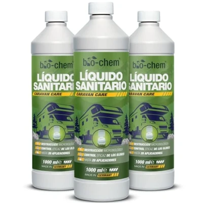 Imagen de bio chem Líquido Sanitario 3L Nueva fórmula con microorganismos para WC químicos de caravanas Aditivo Concentrado portátiles Camping Vaso medidor Incluido