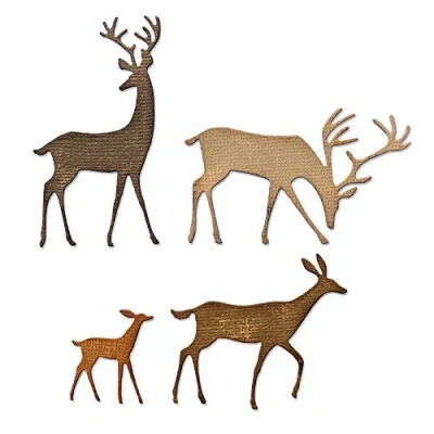 Imagen de Sizzix 664968 Thinlits Darling Deer by Tim Holtz Juego de Troqueles (4 Unidades) Cutting Dies, Material sintético, Querido Ciervo, Talla única