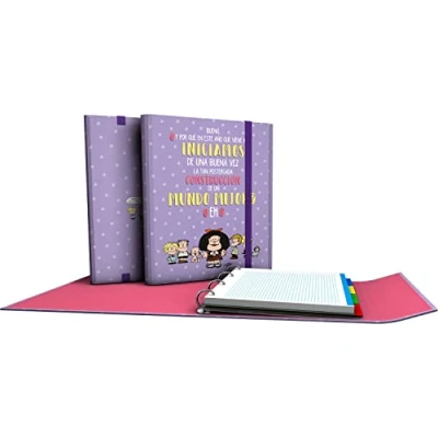 Imagen de Grafoplás 88212659. Carpesano 4 Anillas con Recambio Cuadriculado 5x5, A4, Solapa de Cierre, Incluye Separadores, Carpeplús, Colección Mafalda, Esperanza