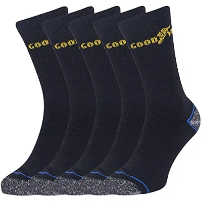 Imagen de Goodyear Workwear Calcetines de trabajo con tacón acolchado en contraste (5 unidades, talla única), color negro