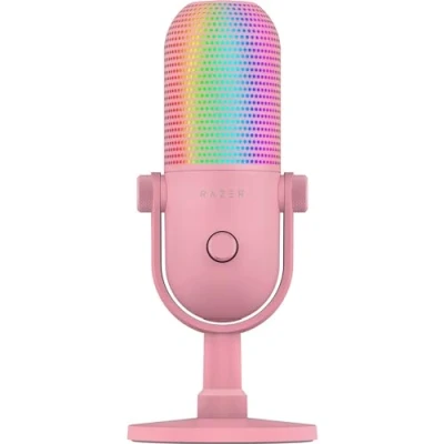 Imagen de Razer Seiren V3 Chroma Micrófono USB RGB de Condensador supercardioide con Tap to Mute (iluminación reactiva, limitador Ganancia Digital y Amortiguador Integrado) Quartz