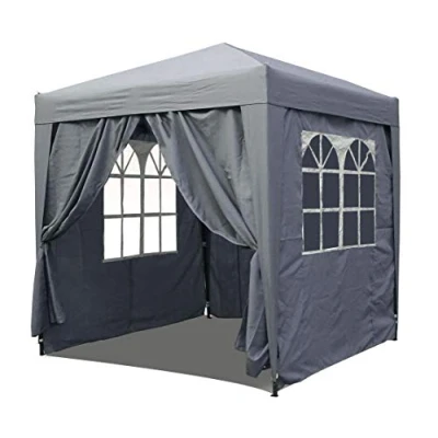 Imagen de QUICK STAR Cenador Pop Up, 2 x m, Color Gris Ahumado, Incluye 4 Paredes Laterales con Cierre de Velcro y Cremalleras