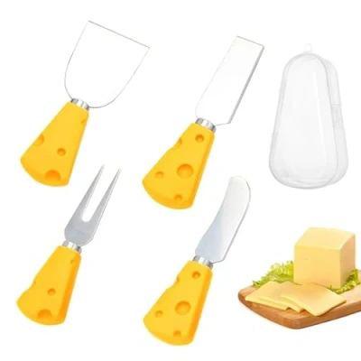 Imagen de MisFun 5 Piezas Cuchillos para Esparcir Queso con Caja, Pequeños Queso, Mini de Acero Inoxidable Cocina Mango Madera Tarta, Postre, (D)