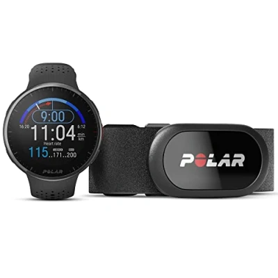 Imagen de Polar Pacer Pro con H10 Sensor de Frecuencia Cardíaca, Reloj Running GPS, Botones y Diseño Ligeros, Programa Entrenamiento Recuperación, Controles Música, S/L, Negro
