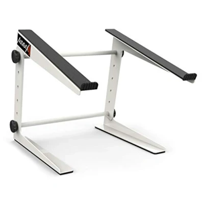 Imagen de Audibax TOP 5W Soporte para Portátil Stand Ordenador Cabina DJ o Estudio Altura Regulable de 16,5 a 25,5 cm Funda Incluida Laptop Plegable Fabricado en Acero