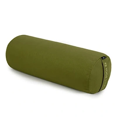 Imagen de yoga Studio Cojín de Relleno cáscaras trigo sarraceno orgánico la UE (certificado GOTS) Funda exterior extraíble algodón lavable Ideal para yoga, meditación (oliva)