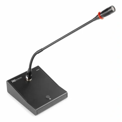 Imagen de Power Dynamics TM370 Micrófono de mesa Micro conferencia XLR, volumen ajustable, cuerpo metálico resistente, botón encendido/apagado en la parte delantera, ideal para conferencias y reuniones