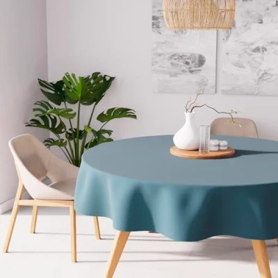 Imagen de Soleil d&#039;ocre Mantel Antimanchas Alix Redondo, Azul, Diametre 180 cm