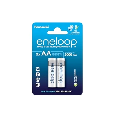 Imagen de eneloop, Pilas Recargables AA/Mignon, Paquete de 2, Capacidad mín. 2000 mAh, Ni MH, Listas para Usar, hasta Veces, Embalaje sin plástico, Standard, Blancas