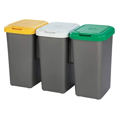 Imagen de Tontarelli Set 3 PAPELERAS DE Reciclaje, Papel, Gris, 25 l