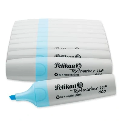 Imagen de Pelikan Rotuladores fluorescentes 490 eco, azul pastel, 10 unidades, en caja plegable