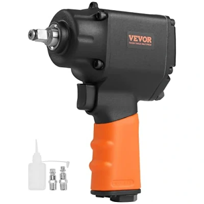 Imagen de VEVOR Llave de Impacto Neumática Cuadrada 0,95 cm 935,5 Nm Velocidad 10000 rpm Aluminio con 2 Conectores Rápidos Aire 1 Jarra Aceite para Reparación Automóviles