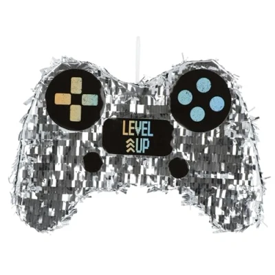 Imagen de Folat B.V. 24972 videojuegos Piñata Subir de Nivel 31 x 45 10 cm Decoraciones para fiestas juegos cumpleaños Gaming, color silver colours