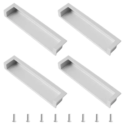Imagen de MOROBOR Tatami manijas de puerta ocultas, paquete 4 integradas, tiradores dedo empotrados con tornillos ocultos para gabinete, armario, cajón (plata mate, 138 mm)
