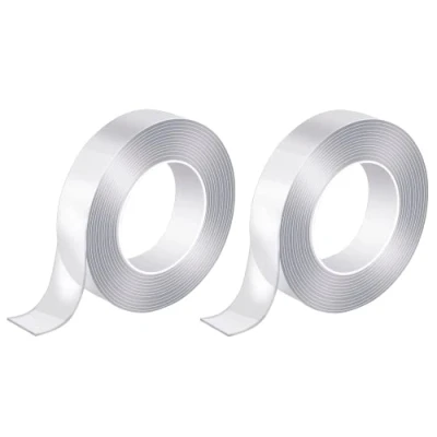 Imagen de cinta doble cara extrafuerte 19mm x 5metros, adhesiva extrafuerte, cuelga cuadros sin clavos de TRANSPARENTE fijación extra fuerte (2x 19mm*5m)