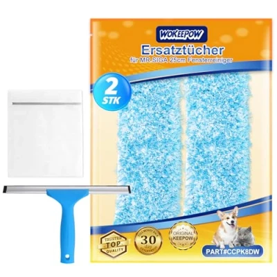 Imagen de WOKEEPOW 2 Paños de Microfibra para Rasqueta Limpiacristales 25 cm, Reutilizables MR. SIGA Limpiacristales, Limpieza Eficaz, Universal Ventana Arandela cm
