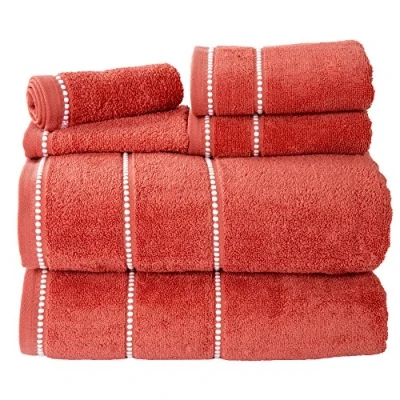 Imagen de Lavish Home Juego de Toallas algodón Lujo, Secado rápido, Cero torsión y Suave, 6 Piezas con 2 baño, Mano paños (ladrillo/Blanco), 12 x Pulgadas