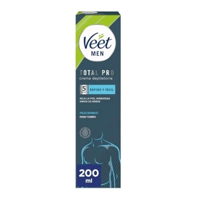 Imagen de Veet Men Crema Depilatoria Masculina para Pecho Espalda Brazos y Piernas, Pieles Sensibles, 200ml