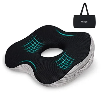Imagen de Feagar Cojin Donuts Coxis Hemorroides, Cojín Silla Oficina Ortopédico, Antiescaras Almohada Viscoelástica Ergonómico, Alivio Cóccix para Escritorio Ruedas Asiento Coche (H9_cm)
