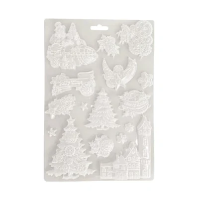 Imagen de Stamperia Molde blando A5 para álbumes de recortes, álbumes, diarios y más, adecuado arcilla blanda, polvo cerámica perfecto manualidades regalos (engranaje Navidad, Tress