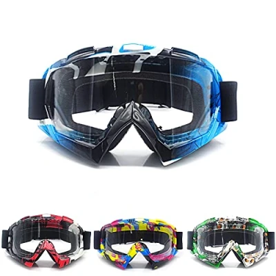 Imagen de APEBAZY gafas de motocicleta motocross ATV anti UV, esquí resistentes al viento, protectoras para ciclismo, crucero, scooter, motocross, carreras aire libre, color azul