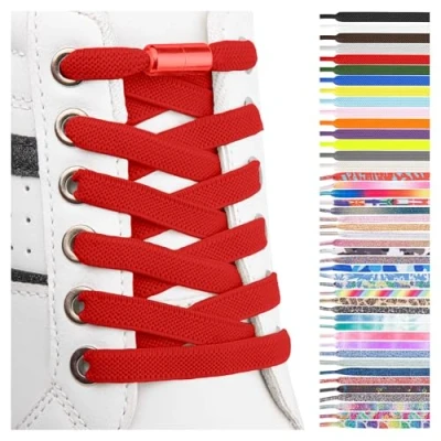Imagen de SULPO cordones elásticos planos sin atar coloridos de cierre rápido zapatillas deporte elasticos niños atacadores
