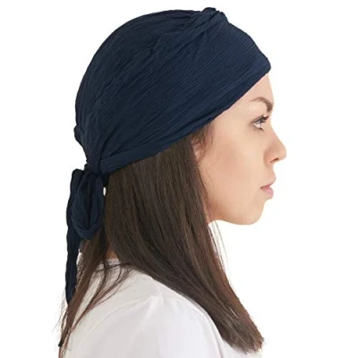 Imagen de Casualbox Fruncido Turbante Bandana Gorra Cabeza Bufanda Toda La Temporada Bohemio Elegancia Pirata Azul Marino