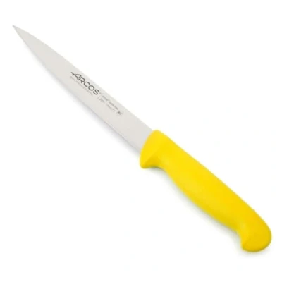 Imagen de Arcos Serie 2900 Cuchillo Lenguado Flexible Hoja de Acero Inoxidable NITRUM 170 mm Mango inyectado en Polipropileno Color amarillo