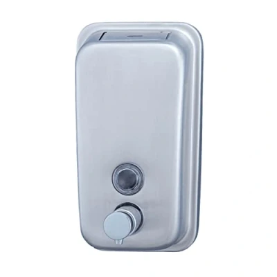 Imagen de Jofel Dosificador de Jabón para Pared, Rellenable con Líquido Capacidad 0.5L, Dispensador Baño Vertical, Válvula Antigoteo y Anticorrosión, Clásica ALL1006, Inox Satinado