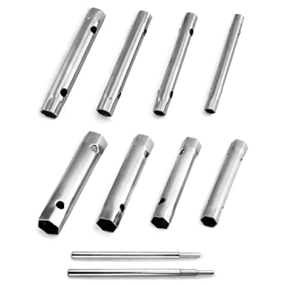 Imagen de QWORK Juego de Llave Tubo para Grifos, Llaves Huecas 6 x 7 20 22 mm con 2 Barras Extensión 10 Piezas