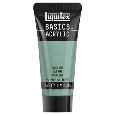 Imagen de Liquitex Basics Pintura Acrílica, Para Bellas Artes y Manualidades, Resistentes a la Luz, Viscosidad Media, Acabado Satinado, Tubo de 22 ml Gris Verde